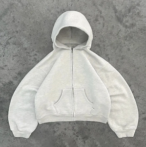 Conjuntos de sudaderas con capucha y pantalones con cremallera en blanco de alta calidad al por mayor, chándal de algodón orgánico personalizado, chándales deportivos extragrandes para Fitness - Product Image 2