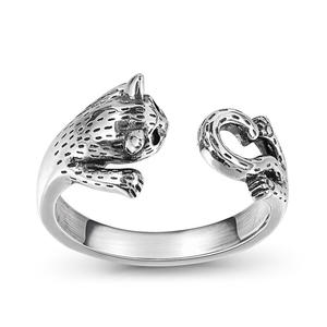 Bague ouverte réglable Jeulia en argent sterling plaqué or rose pour les amoureux des chats - Product Image 4