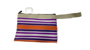 Eco-Friendly High-quality Fashion-Styled Recycled Plastic Polypropylene England Style Stripes Pattern Zipper Hasp Cosmetic Bag - Product Image 4