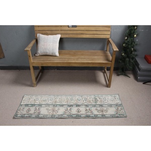 Alfombra Turca Pequeña de 1.4x4.6 pies (43x140 cm), Alfombra Vintage con Rayas Azules - Product Image 3