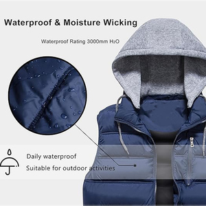 Chaqueta acolchada de nailon informal para hombre, chaleco transpirable de alta calidad con capucha y cremallera, ropa exterior de invierno, servicio OEM disponible - Product Image 4