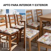 Cojín para Silla Manemi, 16x16 Pulgadas, Cuadrado, con Patrón Floral, 100% Poliéster, Acolchado, Resistente al Agua, Extraíble, Lavable, para Exteriores y Camping