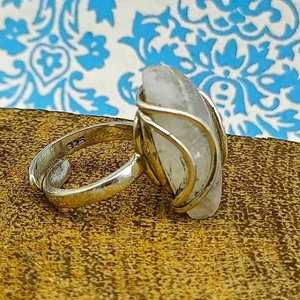 2024 nouveau Design bagues en argent fin arc-en-ciel pierre de lune Cabochon Marquise forme pierre précieuse naturelle incrustation de diamant réglage parties - Product Image 4