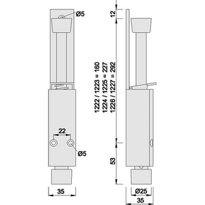 KWS Silver Painted Aluminum Door <b>Stopper</b> 1226.02 120 mm Lifting Height for Door Mounting - Product Image 3