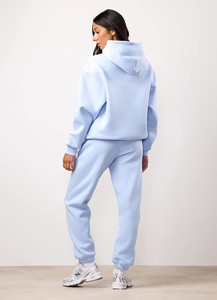 Dernier modèle de survêtement décontracté 365 pour femmes, sweat à capuche et jogger bleu hortensia avec poche, ensemble 2 pièces pour gym et vêtements de sport décontractés - Product Image 2