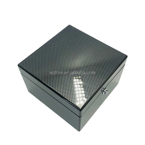 Carbon Fiber Watch <strong>Box</strong> with Button Lock <strong>Removable</strong> Interior Luxury High-Quality Black Watch Display <strong>Box</strong> Custom LOGO - Product Image 1