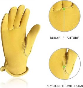 Guantes de conductor de cuero de vaca Guantes de jardín, perfectos para el trabajo general de almacén de conducción de camiones - Product Image 3