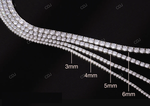 Fine Jewelry Hip-hop 6mm 16 inch S925 Sterling <b>Silver</b> VVS Moissanite Diamond Cluster Iced Out <b>Tennis</b> Chain <b>Necklace</b> For Men - Product Image 2