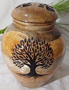 Mangowood <b>Urns</b> for Human Ashes with Engraved Tree Memorial Wooden Keepsake Adult Ashes Funeral <b>Urns</b> with Lid (<b>Large</b>) - Product Image 5