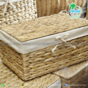 Cesta rectangular de algas marinas con tapa, ideal para organizar utensilios de cocina - Product Image 4