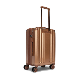 Maleta extensible Elite con rayas de oro rosa metálico elegante y elegante, cerradura de combinación de función abierta frontal duradera y ligera - Product Image 3