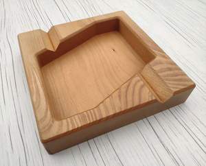 Deep Square Wooden <b>Ashtray</b> with Smooth Interior and Polished Exterior American Style Customizable Size for Bars Lounges Patios - Product Image 1