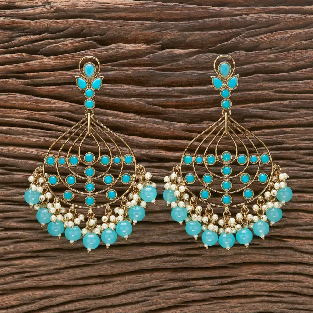Mehndi Plated Indo Western Beads Earring With Classic Look Handmade Jewellery in India