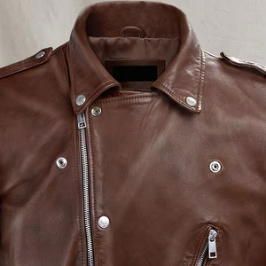 แจ็กเก็ตไบค์เกอร์หนังแฟชั่น2025เข้ารูปสำหรับผู้ชายชุดขี่มอเตอร์ไซค์แนวสตรีทเหมาะสำหรับโลโก้ตามสั่งและขายส่ง - Product Image 1