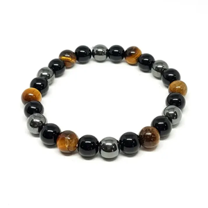 Pulseras de triple protección de ágata, pulseras de obsidiana negra de hematita de ojo de tigre de cristales de Amayra, exportaciones al por mayor de La India - Product Image 3