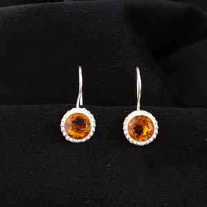 Boucles d'oreilles pendantes en citrine, argent sterling 925, bijoux faits à la main, pierre de naissance de novembre, boucles d'oreilles élégantes pour femmes - Product Image 2