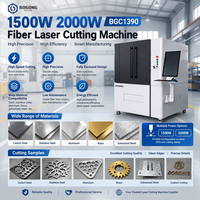 BGC1390 1500W 2000W Découpeuse laser à fibre CNC fermée pour tôles en acier inoxydable, aluminium et laiton