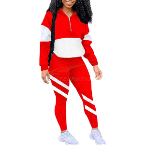 Conjunto Deportivo para Mujer con Bloques de Color, Sudadera con Capucha de Manga Larga y Media Cremallera, con Leggings, Transpirable, Estilo Otoñal - Product Image 2