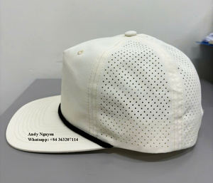 Venta al por mayor en blanco perforado 5 paneles suave ala plana Snapback gorras logotipo personalizado al aire libre impermeable pesca deporte gorras OEM Vietnam - Product Image 3