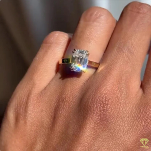 Elongated <b>Cushion</b> Cut Moissanite Engagement Ring Old Mine Cut with Double Prongs & Hidden Halo, Elegant Bridal Ring - Product Image 6