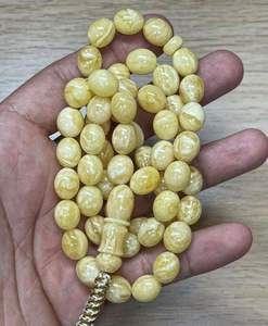 Resin Yellow Rosary Designed Tasbih Prayer <b>Accessories</b> Wholesale Tasbih with Natural Resin Bead Shapes Prayer Beads - Product Image 4