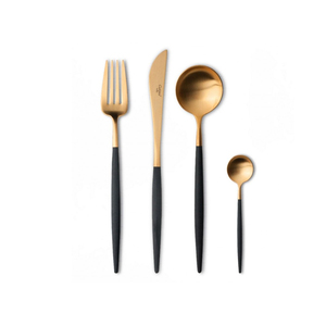 Ensemble de couverts en acier inoxydable 4 pièces avec manche en bois noir Parfait pour les ustensiles de cuisine de restaurant et les mariages élégants - Product Image 2