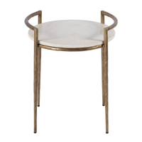 Table d'appoint ronde moderne en marbre avec structure métallique, table d'appoint de luxe, table de chevet en marbre blanc, mobilier d'hôtel contemporain OEM ODM