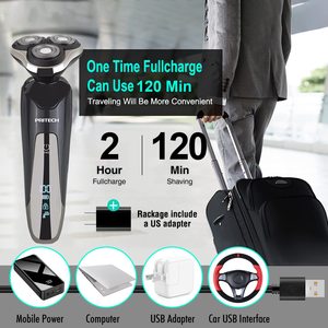 Rasoir électrique rechargeable 3 en 1 pour hommes, rasoir rotatif avec tondeuse, étanche IPX7, sans fil, rasoir humide et sec pour le visage - Product Image 1