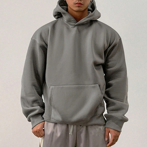 Sweat à capuche décontracté de qualité supérieure pour hommes Pull surdimensionné à poches et à épaules tombantes Logo personnalisé Sweat à capuche teint uni en coton polyester - Product Image 1