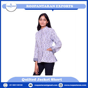 Latest Design <b>Quilted</b> Cotton <b>Jacket</b> Hand Block Printed Padded With Soft Cotton Layer <b>Quilted</b> <b>Jackets</b> for Women for Sale - Product Image 4