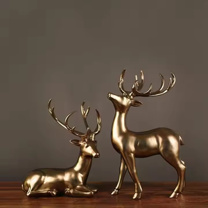 Juego de escultura de ciervo clásica más vendida de 2 estatuas de ciervos de Metal escultura hogar Hotel Decoración de mesa auxiliar por decor IMPEX - Product Image 2