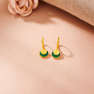 Boucles d'oreilles pendantes en or 18 carats avec perles et diamants, motif étoile et lune en opale, pour soirée - Product Image 1