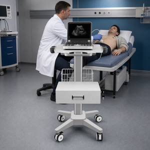 Chariot médical <span class=keywords><strong>à</strong></span> ultrasons en aluminium de qualité aéronautique avec <span class=keywords><strong>panier</strong></span> et deux supports pour sondes - Product Image 5