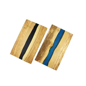 新しいスタイルの樹脂デザイナー長方形木材チョッピングサービングまな板エポキシ樹脂まな板家の装飾とギフト目的