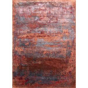 Tapis en laine et soie de bambou Kavi Red's Abstract Chaos Theory noué à la main 9x12 pour la décoration de salon d'adolescents, orange et rouge - Product Image 1