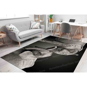 Tapis imprimé vibrant : fin, à motifs, luxueux, safari, animal, éléphants, amour, paillasson, doux, personnalisé, décoration intérieure, tapis fin non tissé - Product Image 5