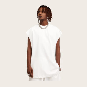 Camisa sin mangas de punto de alta calidad para hombre, 100% algodón, 305GSM, ropa de calle de gran tamaño, camiseta lisa, camiseta personalizada para hombre - Product Image 4