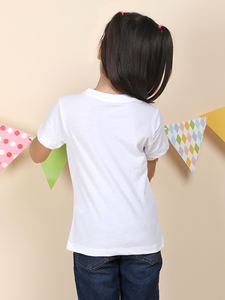 เสื้อยืดคอกลมสำหรับเด็กผู้หญิงผ้าฝ้าย100% ใหม่มาแรงวิธีการพิมพ์ที่แตกต่างกันและวัสดุในมือ - Product Image 4