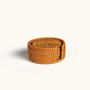 Ensemble de sous-verres ronds en rotin naturel faits à la main de style vintage écologique tapis de boisson de 10mm d'épaisseur pour la maison et le café - Product Image 6