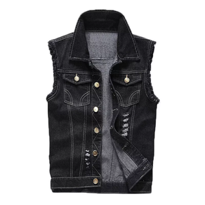 Chaleco Vaquero Desgastado con Remaches, Sin Mangas, Ecológico, Antibolitas, Transpirable, para Hombre, Servicio OEM - Product Image 1