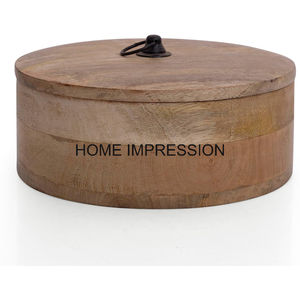 Casserole en bois de conception classique avec couvercle Hot Pot Roti Chapati Boîte de rangement Conteneur avec couvercle Accessoires de cuisine en Inde - Product Image 4