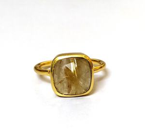 Bague en pierre de rutile d'or naturel SZBR-145 Style de coussin classique en gros pour hommes et femmes - Product Image 4