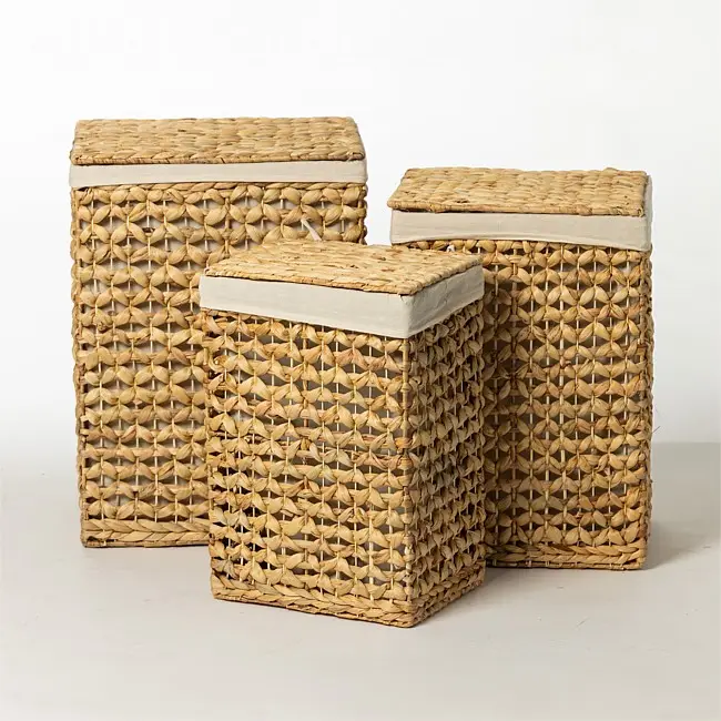 Wicker tre Hyacinth lưu trữ giỏ nước Hyacinth cản trở giặt giỏ với lót cho lưu trữ nhà & tổ chức cản trở L