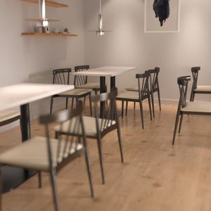Set di 2 Sedie da Pranzo in Quercia con Schienale Angolato e Seduta Imbottita in PU, Stile Rustico per Soggiorni e Ristoranti - Product Image 3