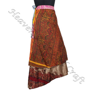 Nouvelles jupes Vintage Art soie réversible magique soie réversible soie magique 38 pouces longue jupe portefeuille licou Tube indien Hippie Hawaii - Product Image 5