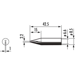 Punta de soldador tipo cincel ERSA 0842 CDLF/SB Serie 842, 2.2mm de ancho - Product Image 3