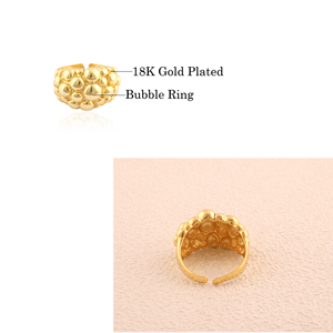 แหวนเรียงซ้อนฟองสีทองหนาๆแหวนนักเก็ตโลหะทองเหลืองย้อนยุคเรียบแหวนทอง18K เครื่องประดับงานแต่งงานแหวนดูหนัก - Product Image 2