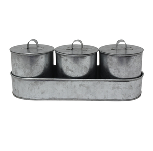 Bandeja ovalada decorativa a granel al por mayor con 3 recipientes de hierro de color dorado para utensilios de cocina, vajilla hecha a mano, bandeja para servir alimentos - Product Image 2