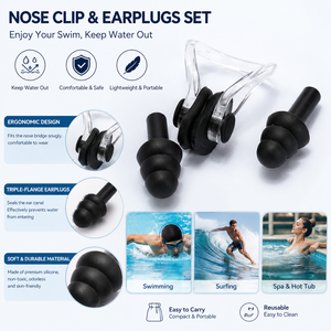 Set di Clip Nasali e Tappi per Orecchie in Silicone Morbido Impermeabile per Allenamento in <span class=keywords><strong>Piscina</strong></span> - Product Image 2