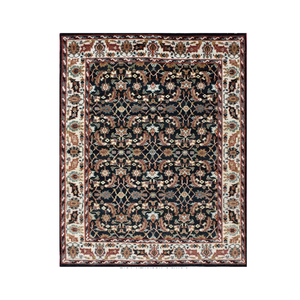 Tapis de salon moderne OEM, fait main en coton et laine, noir, rectangulaire, motif Oushak floral, antidérapant, poils moyens, direct - Product Image 1